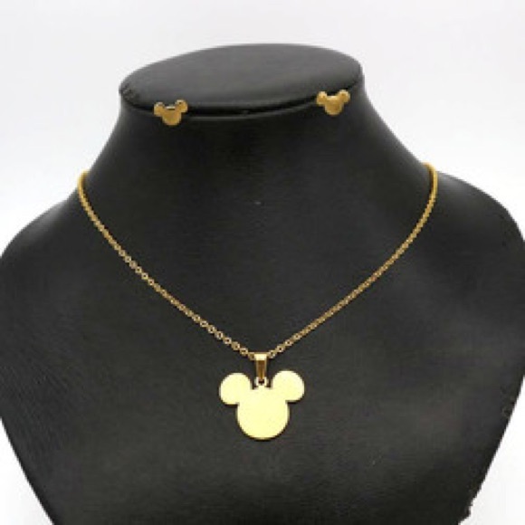 stainless steel Jewelry - Stainless steel Mickey Mouse Necklace and Earrings Set